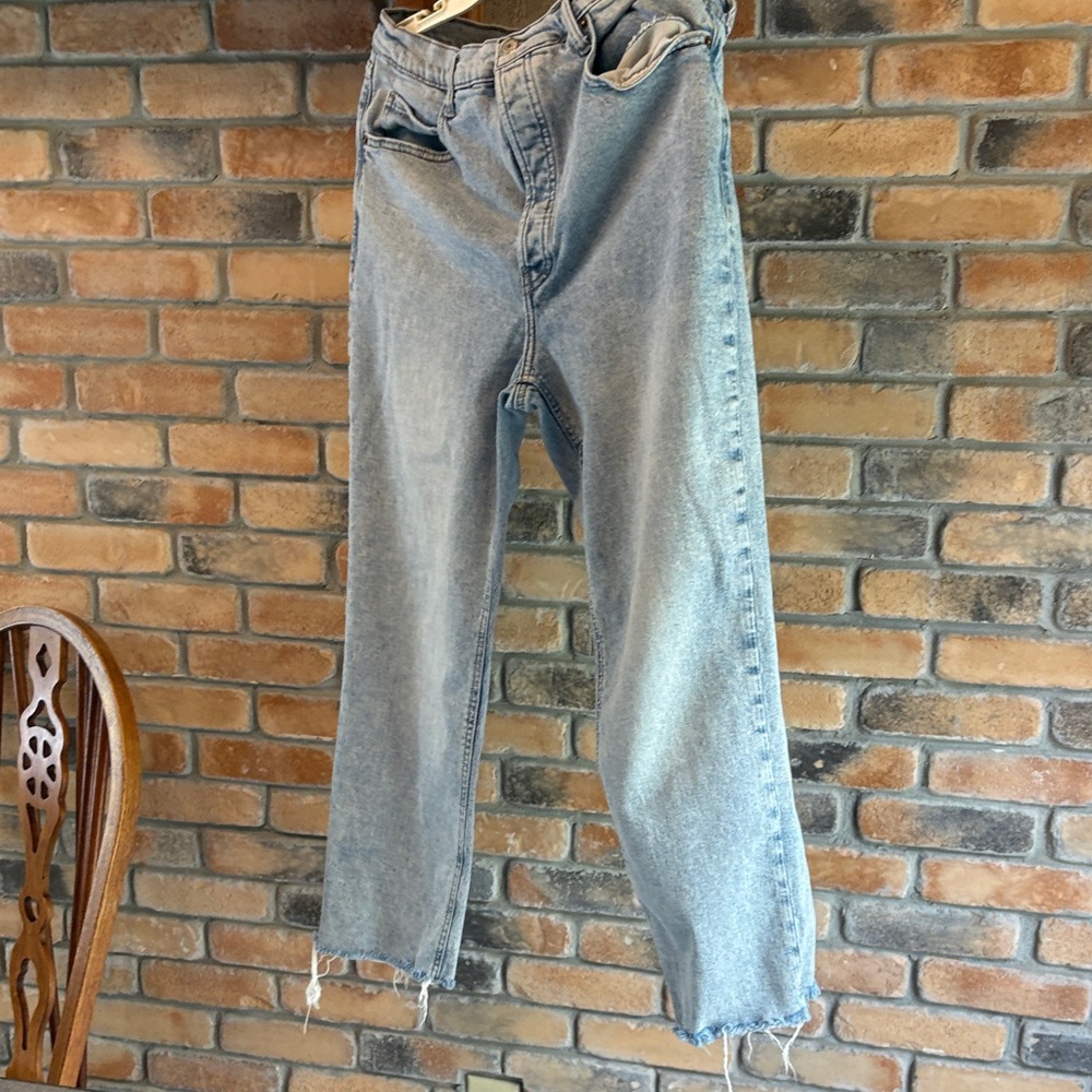 Old Navy Light Blue Extra High Rise Sky-Hi Straight Button-fly Jeans Size 16